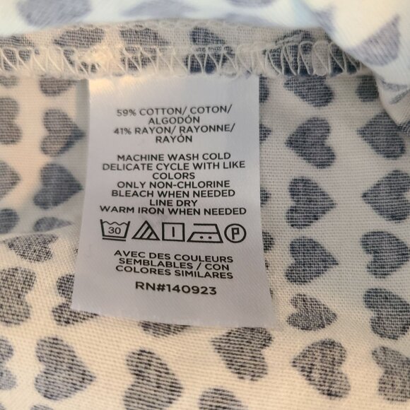 Loft Polka Dot Heart Print Puff Sleeve Blouse Top Womens Lg Petite Cottage - Picture 8 of 9